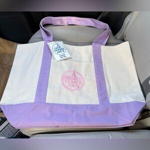 Trader Joe's Large Pastel Canvas Tote Bag 2026 Lavender Limited Edition New